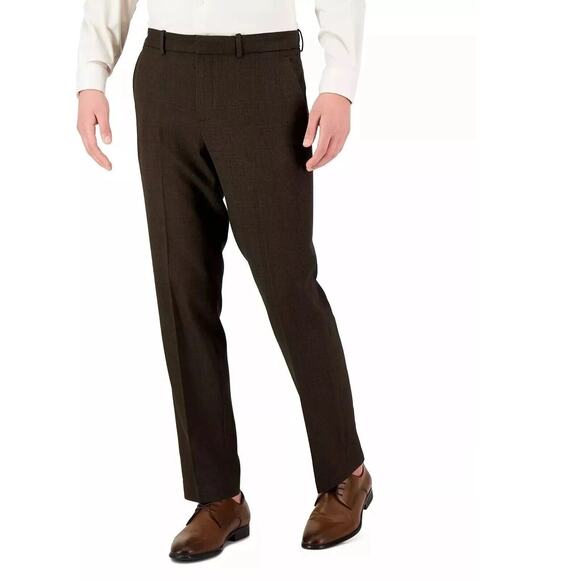 Perry Ellis Portfolio Men's Modern Fit Stretch Solid Pants Major Brown 32 X 30 - Picture 1 of 6